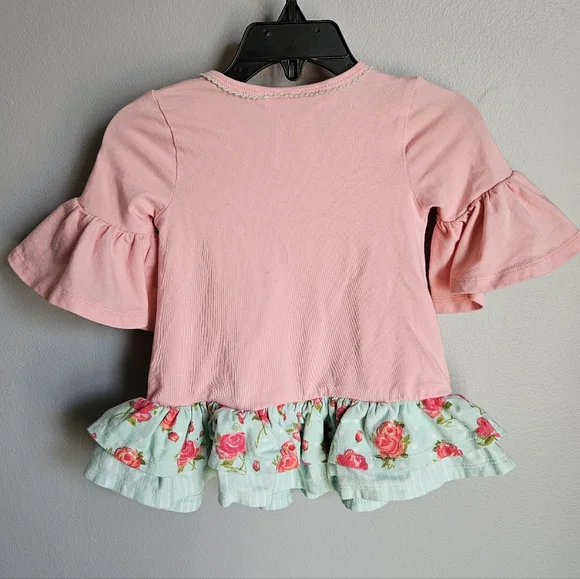 Bonnie Baby Spring Easter Pink Bunny Ruffled Top 🐰 12 Months - Picture 4 of 6